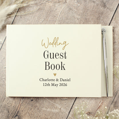 Personalised Black & Gold Free Text Guestbook