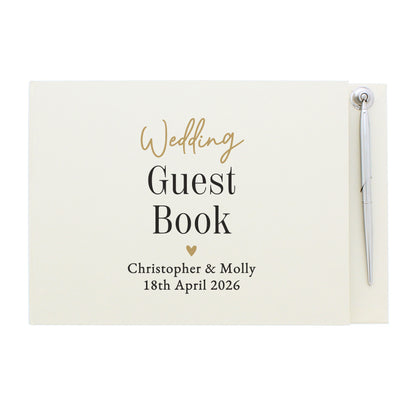 Personalised Black & Gold Free Text Guestbook