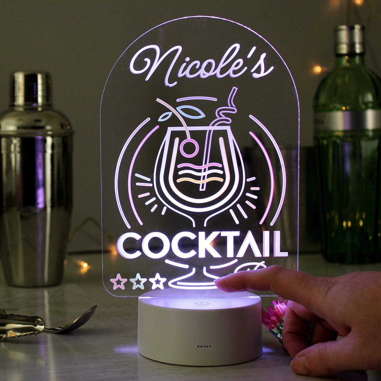 Personalised LED Colour Changing Cocktail Bar Sign