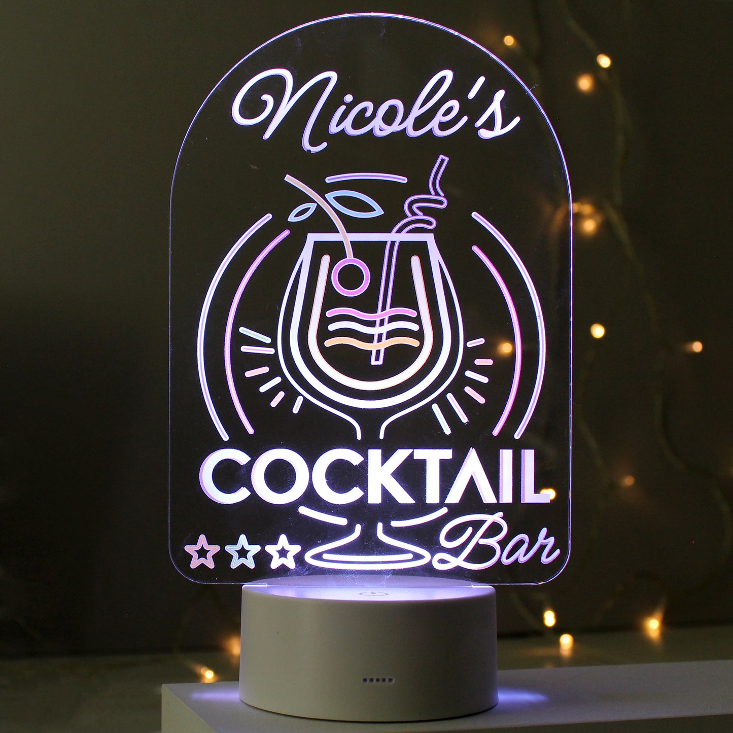 Personalised LED Colour Changing Cocktail Bar Sign