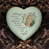 Personalised Floral Photo Upload Memorial Resin Heart