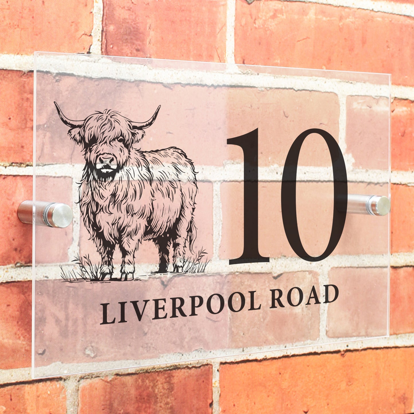 Personalised Highland Cow Acrylic House Sign