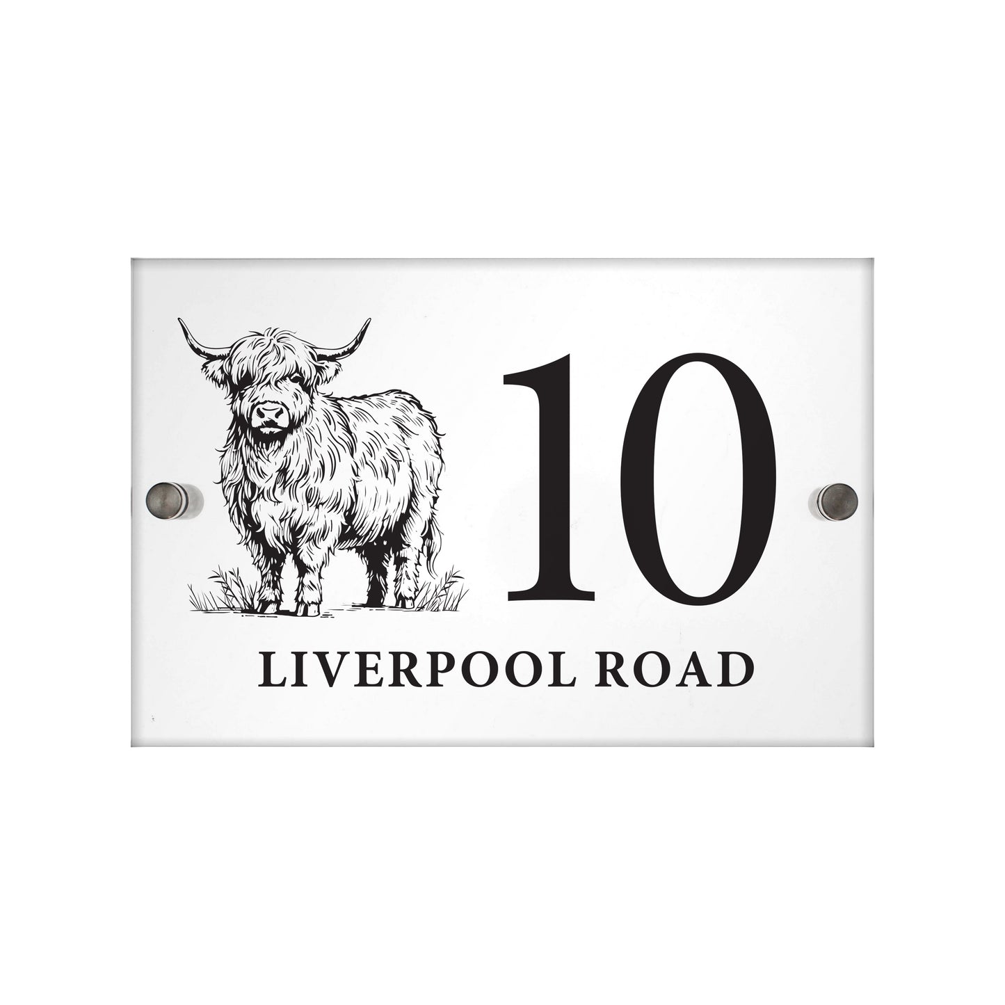 Personalised Highland Cow Acrylic House Sign