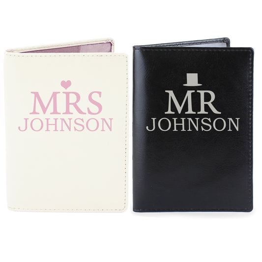 Personalised Mr & Mrs Passport Holder Set
