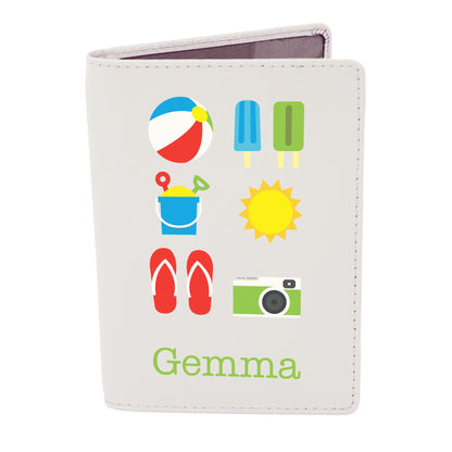Personalised Bright Travel Cream Passport Holder