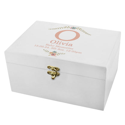 Personalised Floral Wooden Keepsake Box