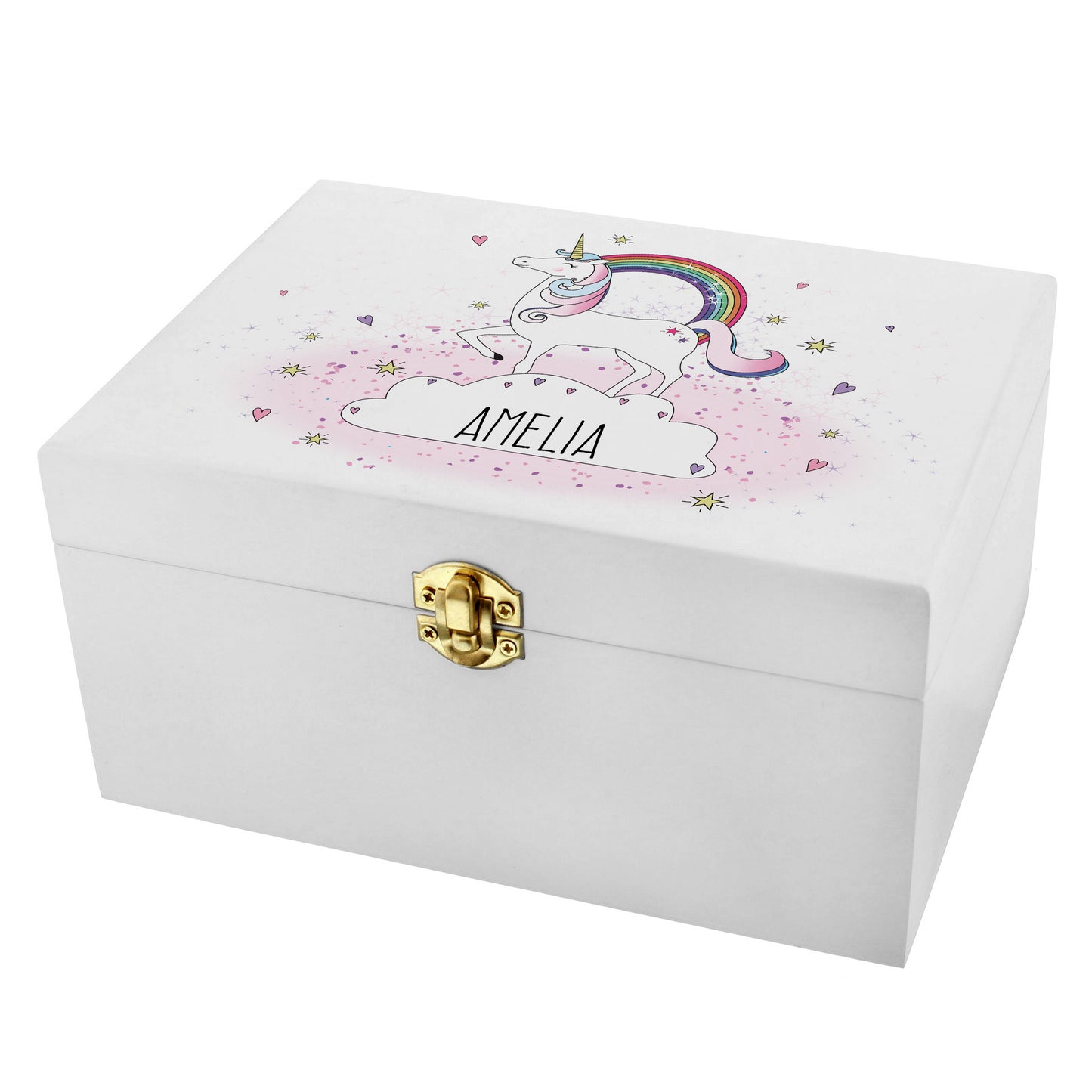 Personalised Unicorn White Wooden Keepsake Box - 22 x 16cm