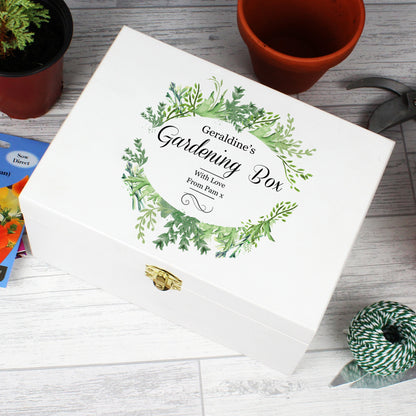Personalised Fresh Botanical White Wooden Keepsake Box - 22 x 16cm