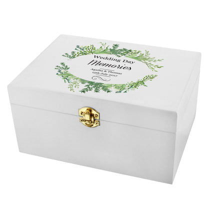 Personalised Fresh Botanical White Wooden Keepsake Box - 22 x 16cm