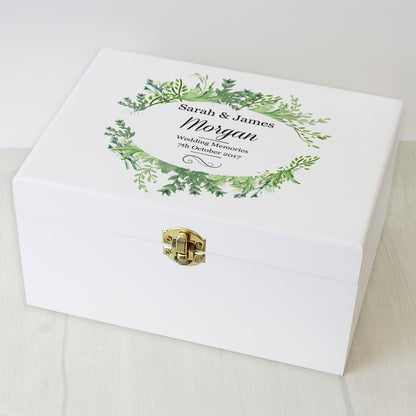 Personalised Fresh Botanical White Wooden Keepsake Box - 22 x 16cm