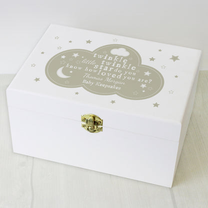 Personalised Twinkle Twinkle White Wooden Keepsake Box - 22 x 16cm