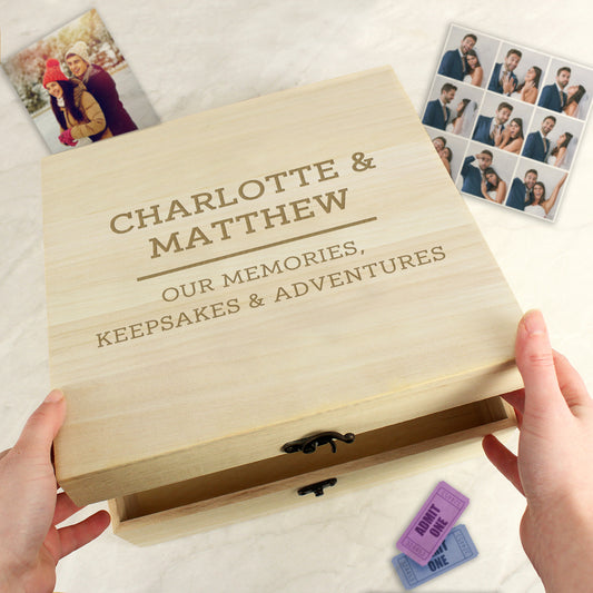 Personalised Any Message Large Wooden Keepsake Box - 28 x 28cm