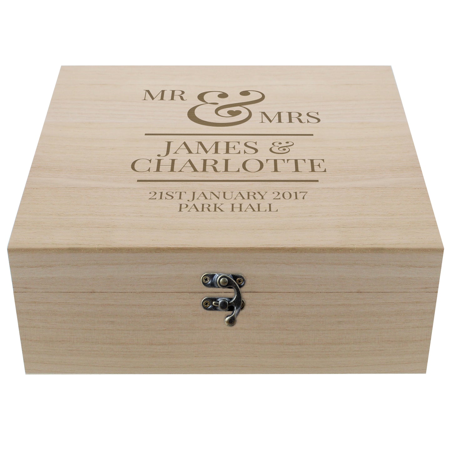 Personalised Mr & Mrs Large Wooden Keepsake Box - 28 x 28cm