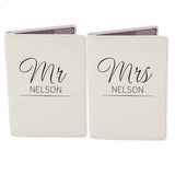 Personalised Classic Mr & Mrs Cream Passport Holders