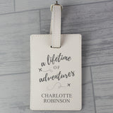 Personalised 'Lifetime of Adventures' Cream Luggage Tag