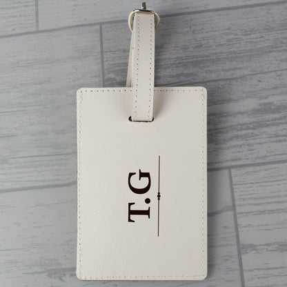 Personalised Classic Initials Cream Luggage Tag