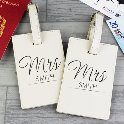 Personalised Couples Classic Cream Luggage Tags