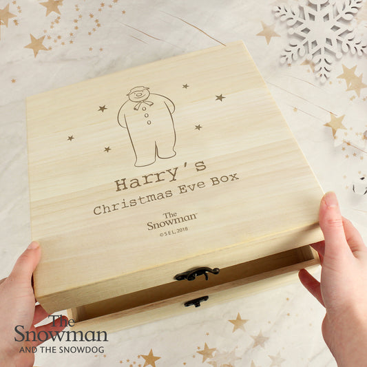 Personalised The Snowman Large Wooden Christmas Eve Box - 28 x 28cm