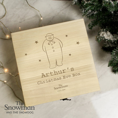 Personalised The Snowman Large Wooden Christmas Eve Box - 28 x 28cm