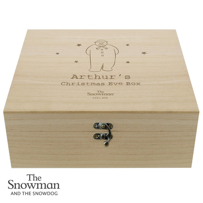 Personalised The Snowman Large Wooden Christmas Eve Box - 28 x 28cm