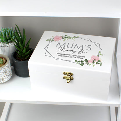 Personalised Abstract Rose White Wooden Keepsake Box - 22 x 16cm