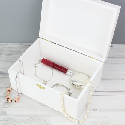 Personalised Abstract Rose White Wooden Keepsake Box - 22 x 16cm