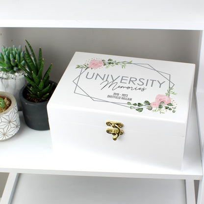 Personalised Abstract Rose White Wooden Keepsake Box - 22 x 16cm