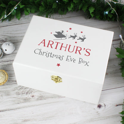 Personalised Christmas Eve White Wooden Box - 22 x 16cm