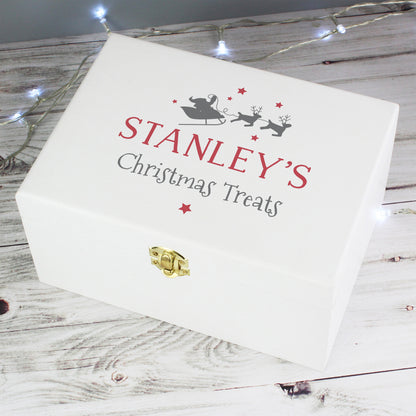 Personalised Christmas Eve White Wooden Box - 22 x 16cm