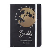 Personalised Moon & Stars Black Hardback Notebook
