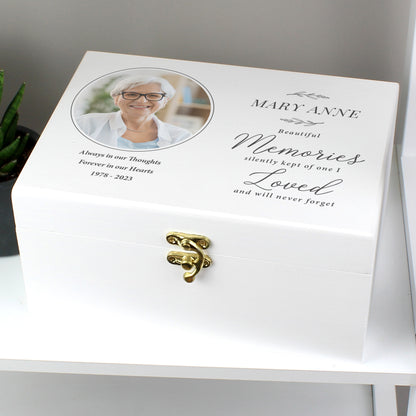 Personalised Memorial Photo Upload White Wooden Box - 22 x 16cm