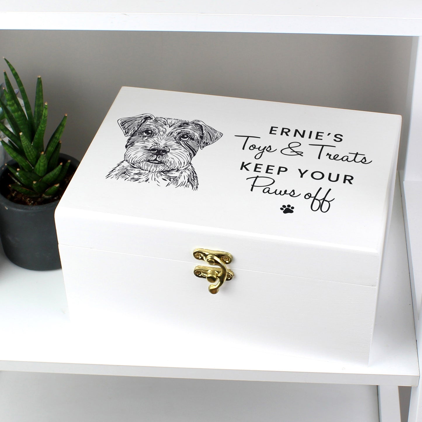 Personalised Dog Breed White Wooden Storage Box - 22 x 16cm