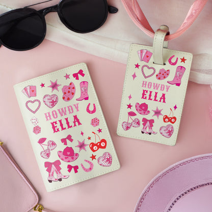 Personalised Cowgirl Passport Holder & Luggage Tag