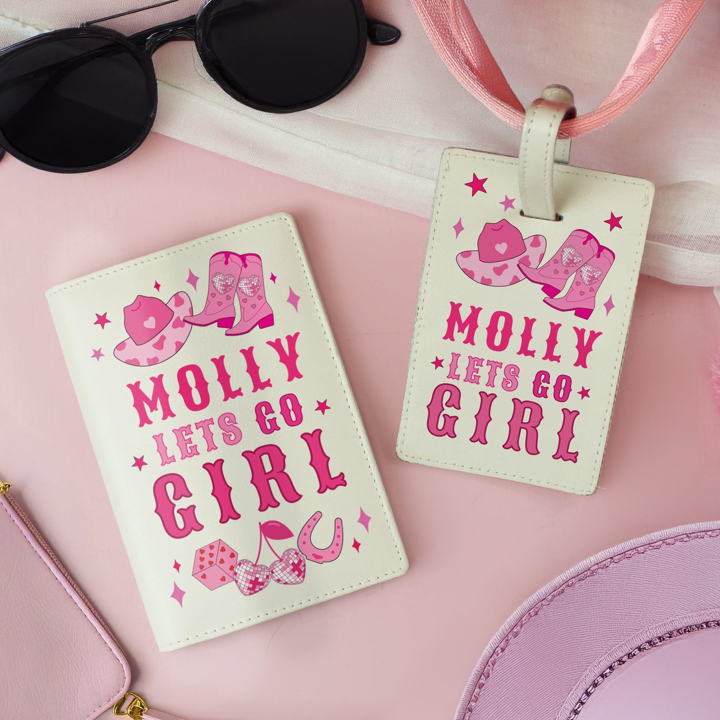 Personalised Cowgirl Luggage Tag & Passport Holder