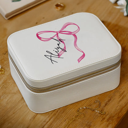 Personalised Bow Travel Jewellery Box