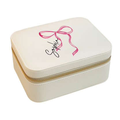 Personalised Bow Leatherette Jewellery Box