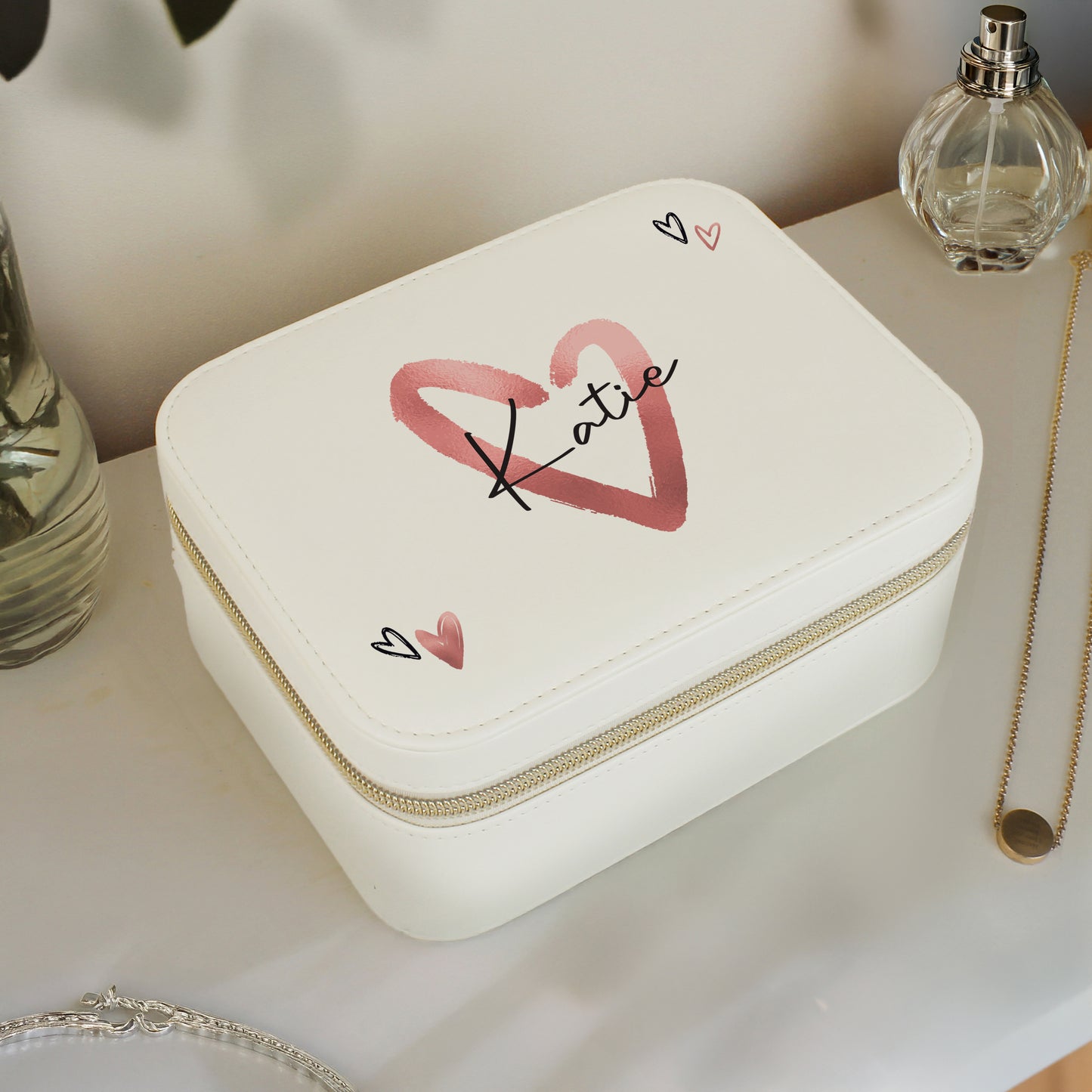 Personalised Heart Leatherette Jewellery Box