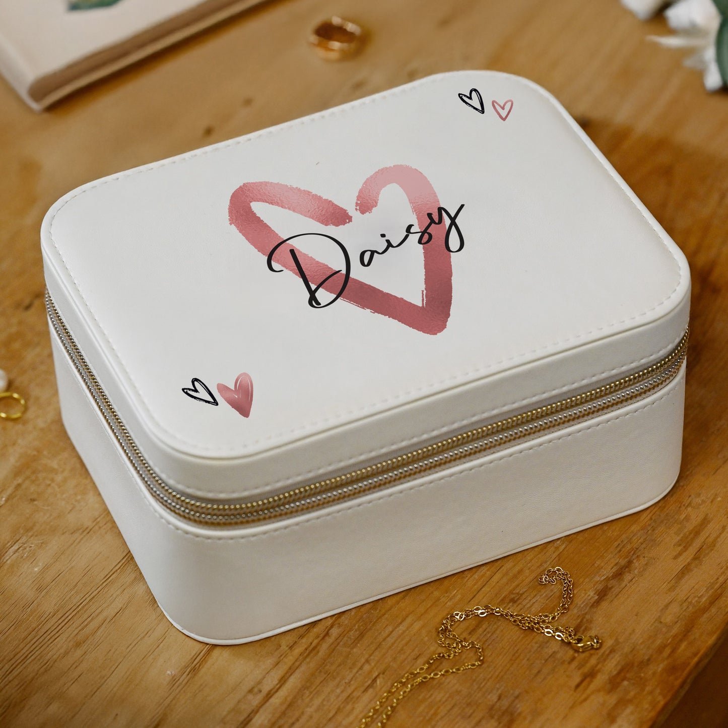 Personalised Heart Leatherette Jewellery Box