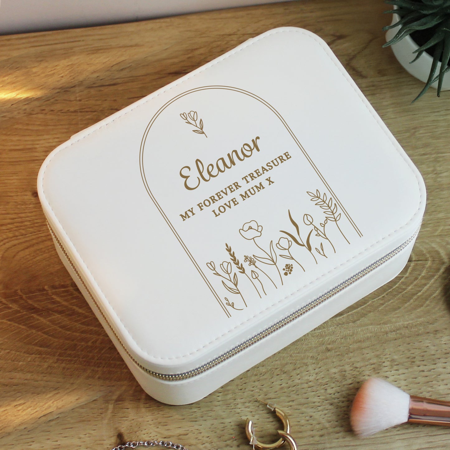 Personalised Floral Arch Leatherette Jewellery Box