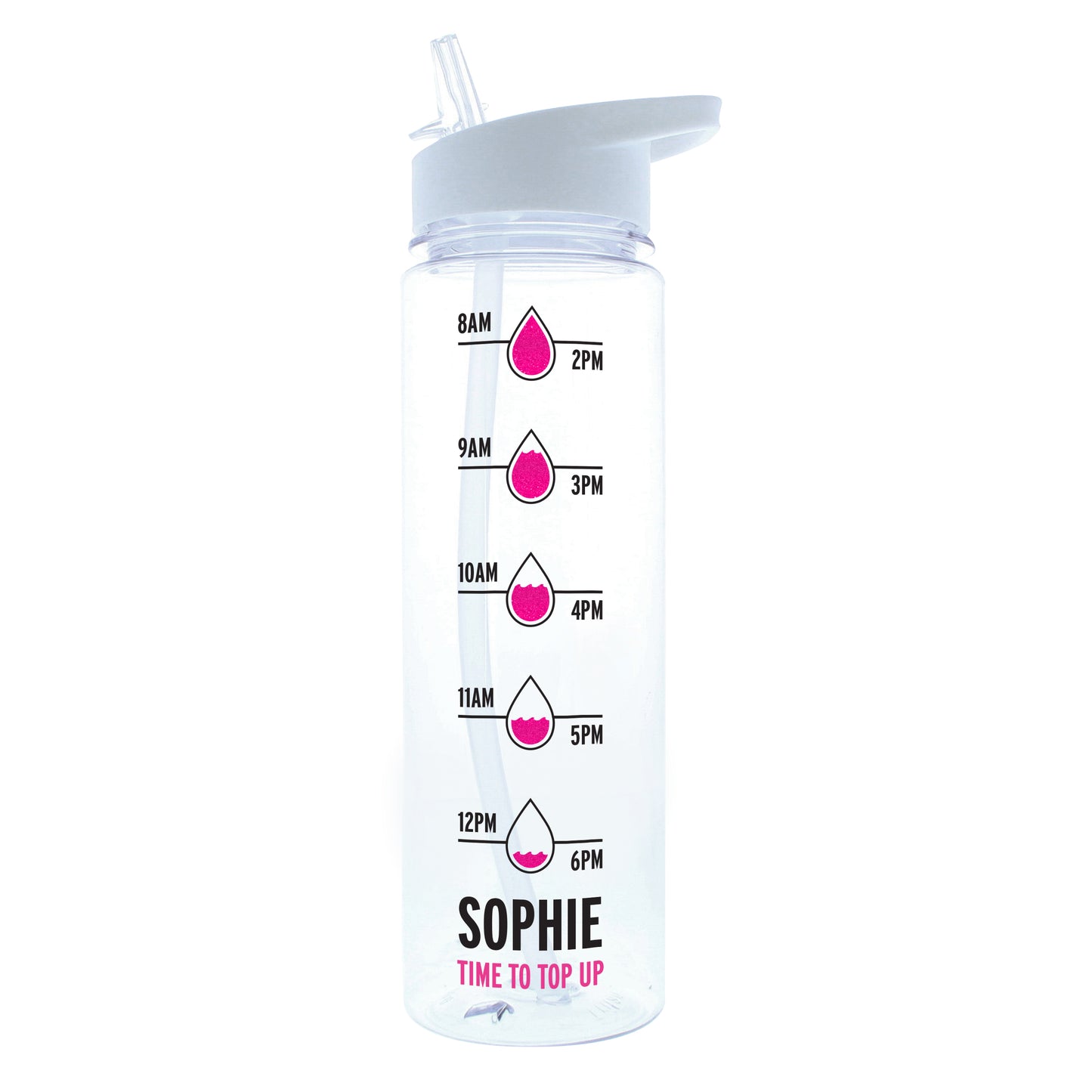 Personalised Pink Hydration Tracker Water Bottle