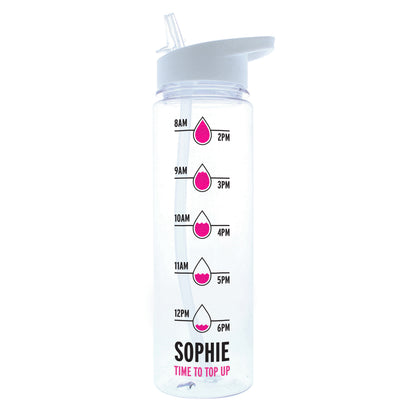 Personalised Pink Hydration Tracker Water Bottle