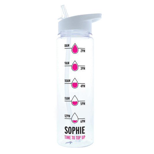 Personalised Pink Hydration Tracker Water Bottle