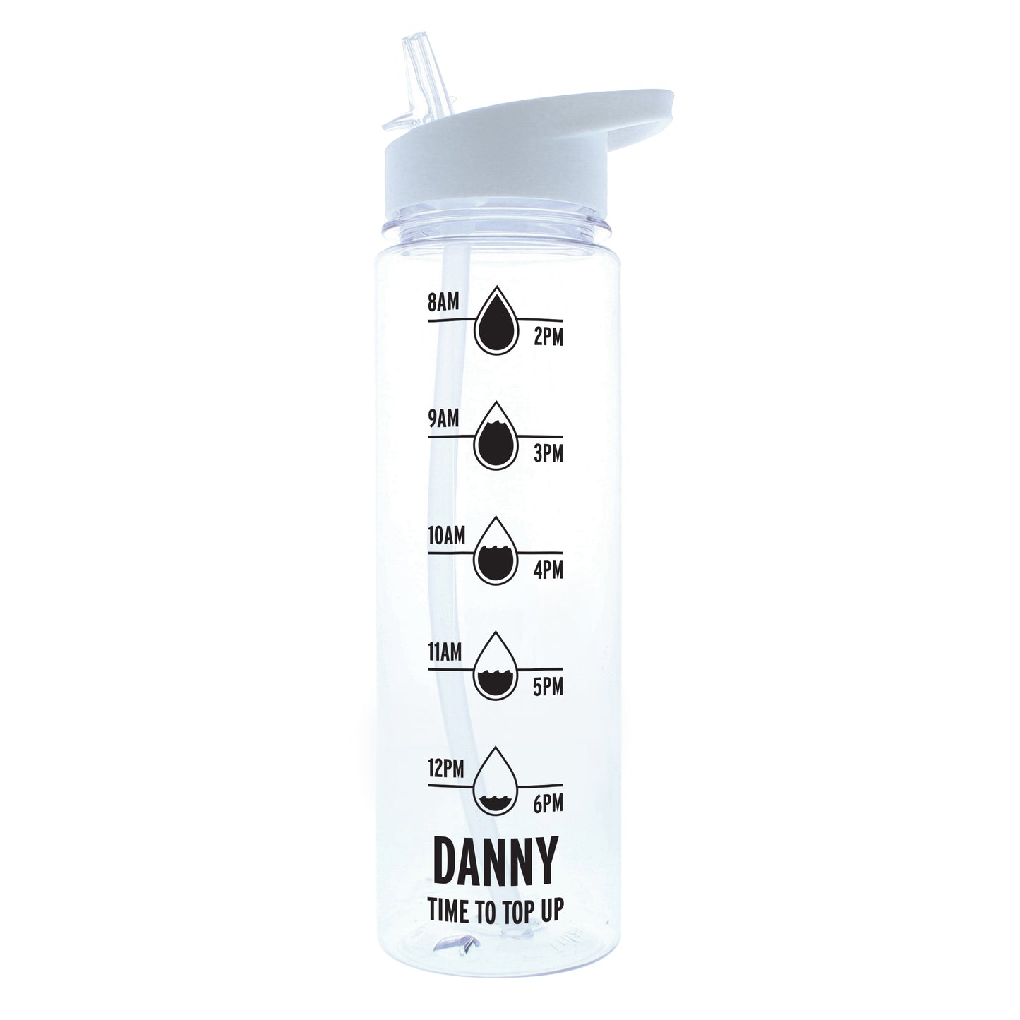 Personalised Black Hydration Tracker Water Bottle