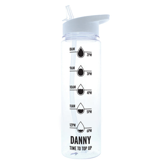 Personalised Black Hydration Tracker Water Bottle