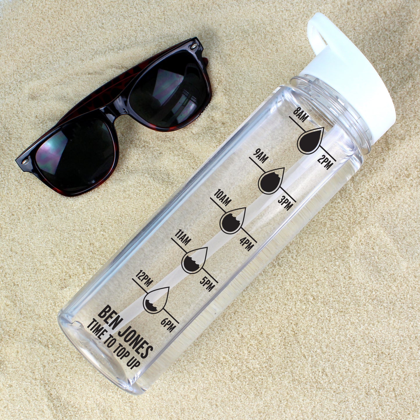 Personalised Black Hydration Tracker Water Bottle