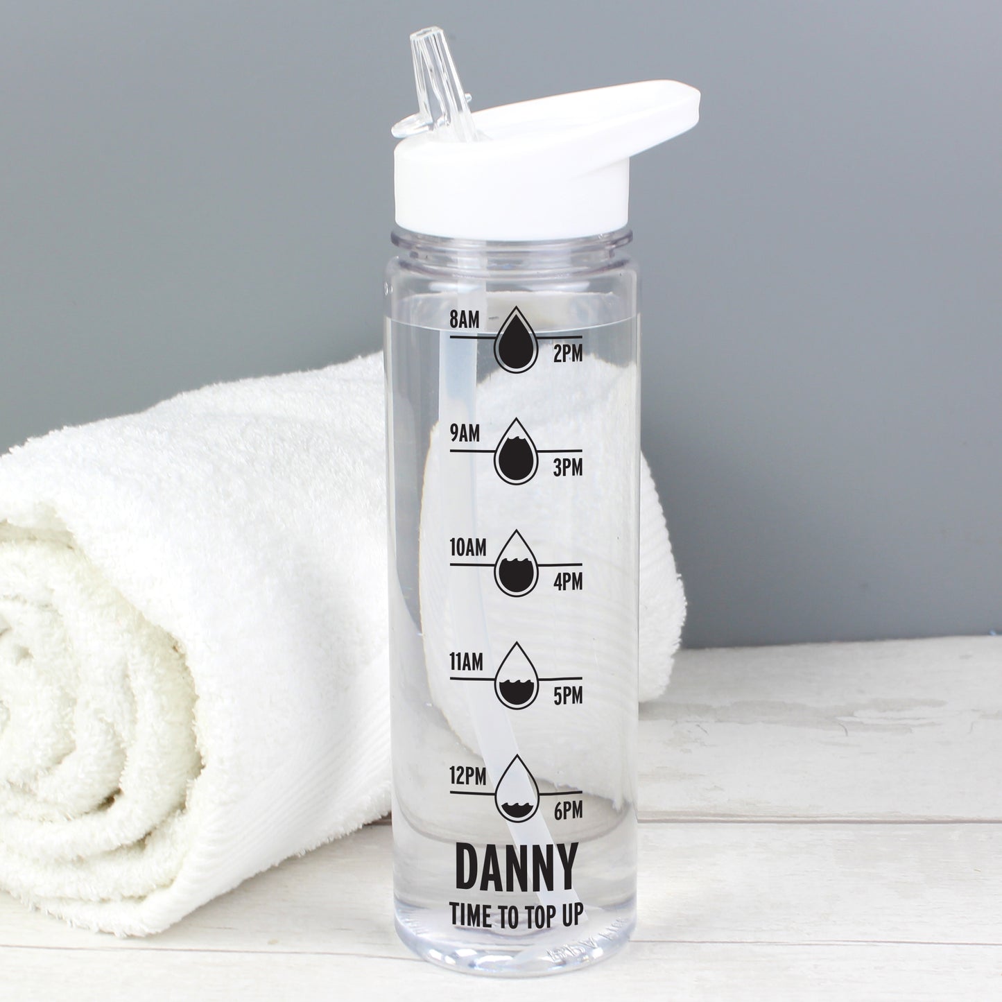 Personalised Black Hydration Tracker Water Bottle
