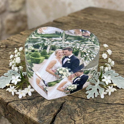 Personalised Photo Glass Heart Paperweight + Luxury Gift Box