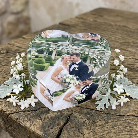 Personalised Photo Glass Heart Paperweight + Luxury Gift Box