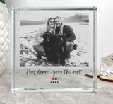 Personalised Pet Heart & Paw Photo Crystal Token