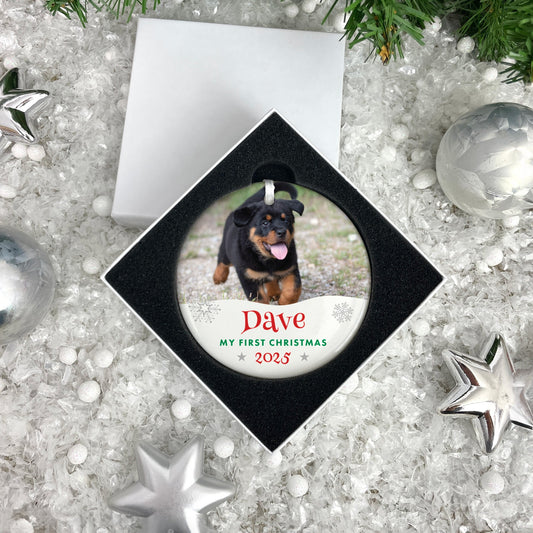 Pet Photo Ceramic Disc Hanging Decoration + Gift Box